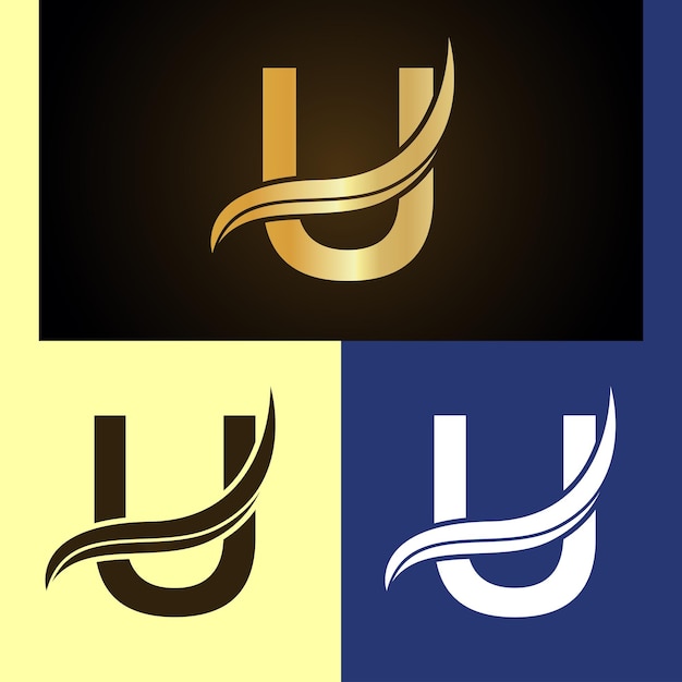 Luxe logo-ontwerp met monogram letter U