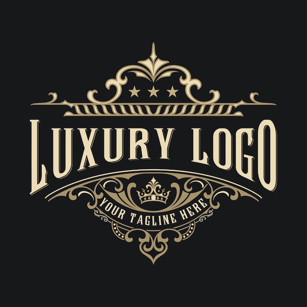 Luxe logo-ontwerp met sierelementen, voor sieraden of restaurants, mode, schoonheidsproducten, c