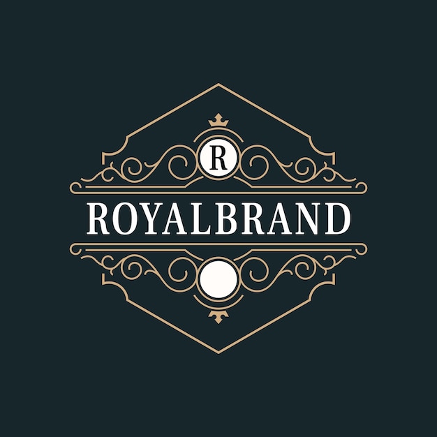 Luxe logo-sjabloon bloeit kalligrafische elegante ornamentlijnen identiteit voor restaurant royalty boutique cafe hotel heraldische sieraden mode en andere vectorillustratie