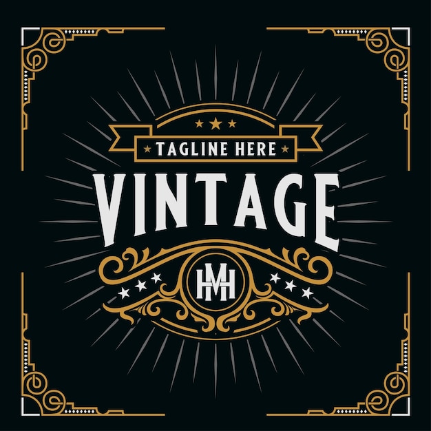Luxe logo sjabloon Vintage ontwerp met ornamentele decoratie