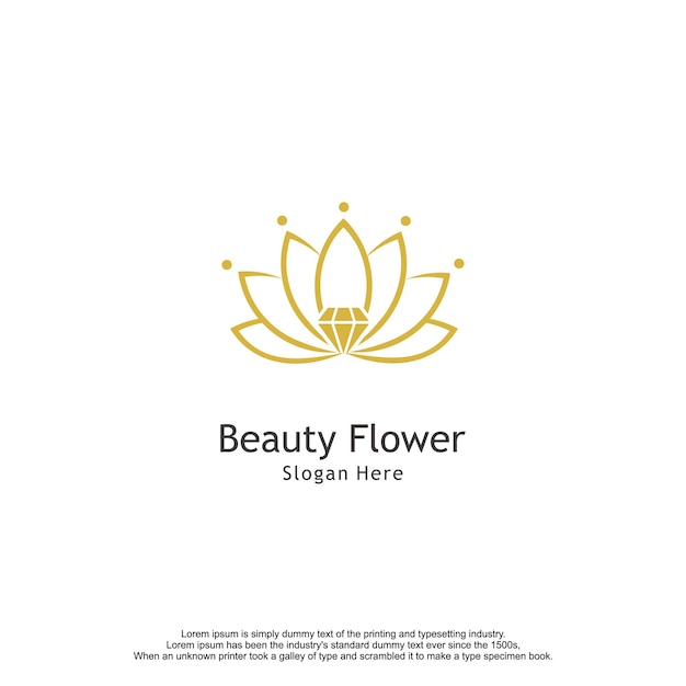 Luxe Lotus Beauty Flower met Diamond Logo Design.