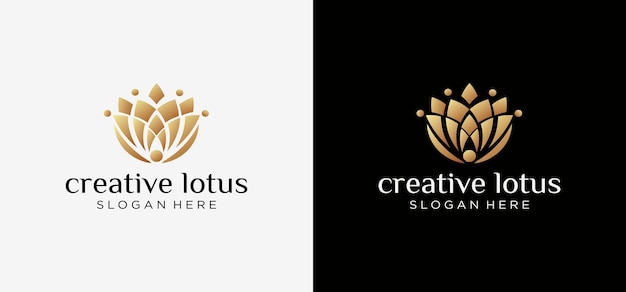 Luxe lotusbloem logo sjabloon, elegante lotus spa logo design vector.