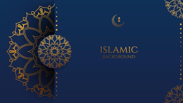 luxe mandala achtergrond islamitische groetingskaart met gouden mandala