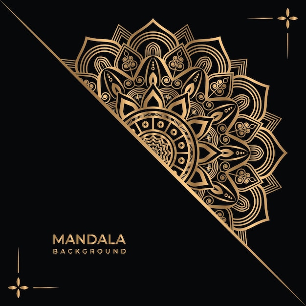 Luxe mandala achtergrond met gouden arabesk patroon Premium Vector