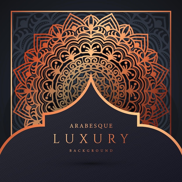 Luxe mandala achtergrond met gouden arabesk patroon vector Premium Vector