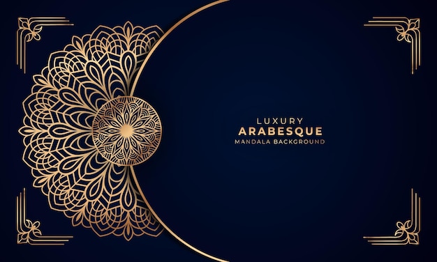 Luxe mandala achtergrond met gouden arabesk patroon, voor uitnodigingskaart, boekomslag, poster