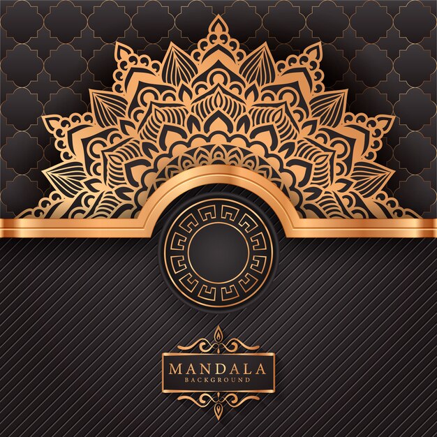 Luxe mandala achtergrond met gouden arabesque patroon