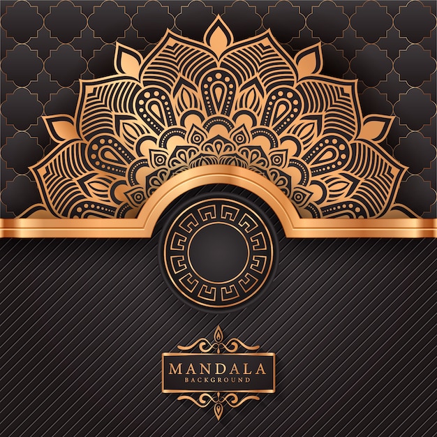 Luxe mandala achtergrond met gouden arabesque patroon