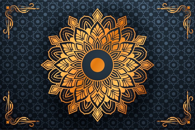 Luxe mandala achtergrond met gouden arabesque patroon