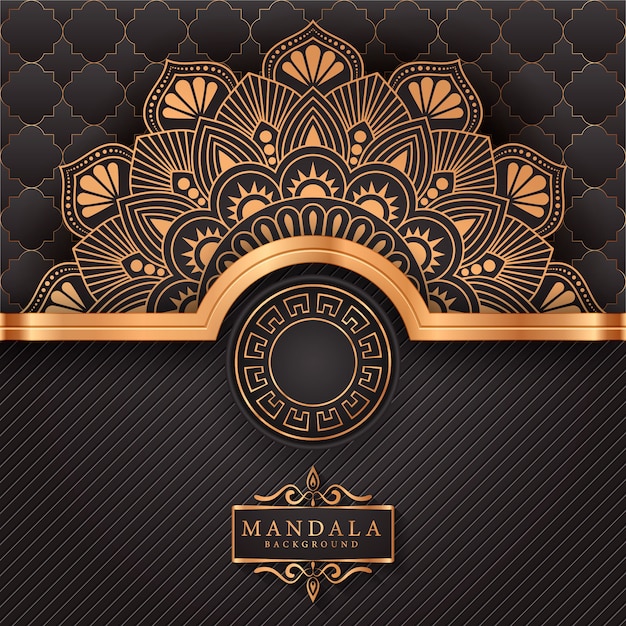 Luxe mandala achtergrond met gouden arabesque patroon