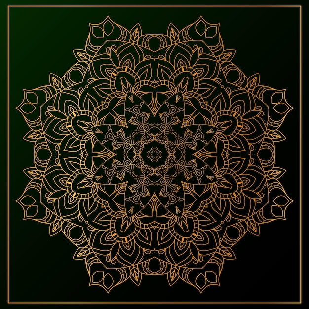 Luxe mandala-achtergrond met gouden en zwarte kleur