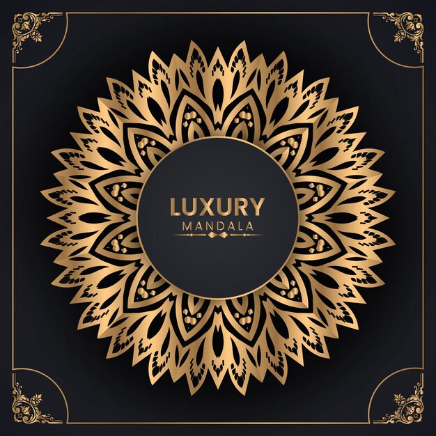 Luxe mandala achtergrond met gouden kleur premium vector