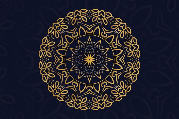 Luxe mandala-achtergrond met gouden kleurenillustratie