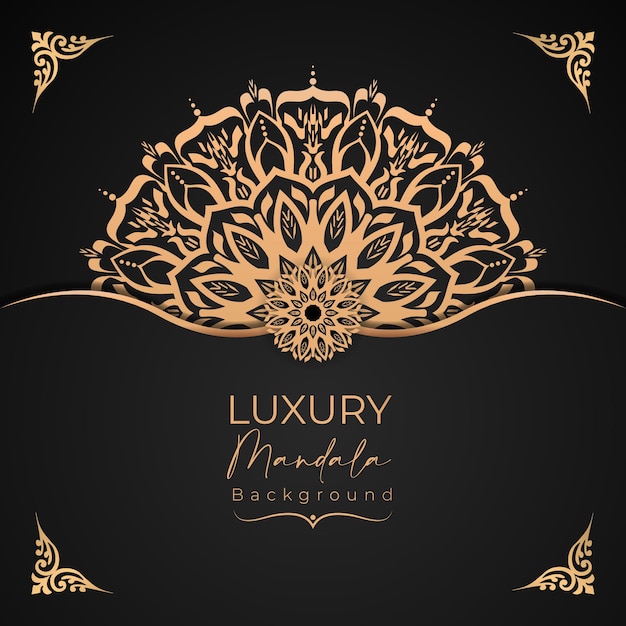 Luxe mandala-achtergrond sier met gouden kleurontwerp