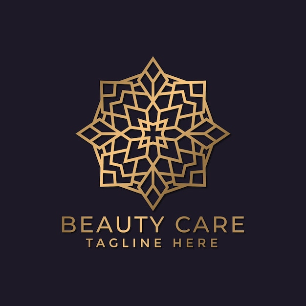 Luxe mandala en gouden sier logo ontwerpsjabloon