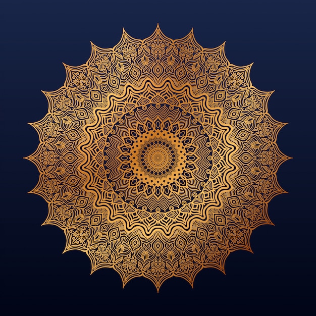 Vector luxe mandala kunst met gouden arabesque