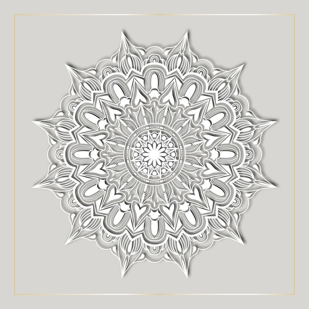 luxe mandala kunst met witte arabesque achtergrond