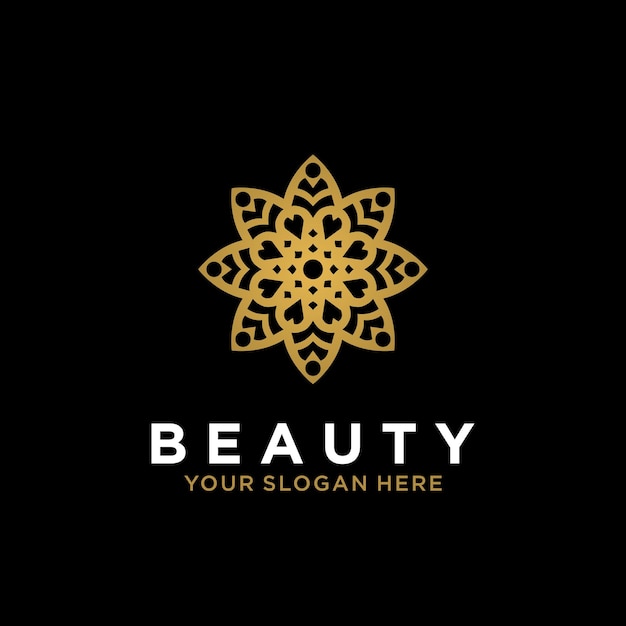 Luxe mandala lijn ontwerp kunst schoonheid gouden bloem abstract vector logo