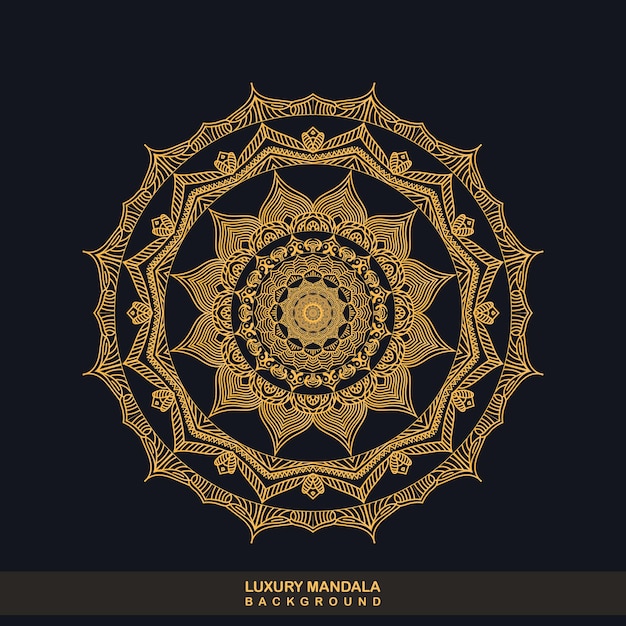 Luxe mandala ontwerp achtergrond en gouden kleurrijke achtergrond