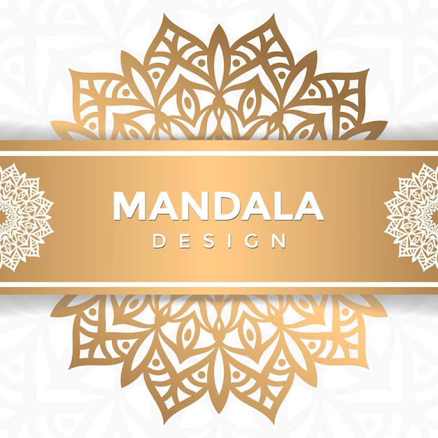 Luxe mandala ontwerp Bruiloft uitnodiging decoratieve vector in gouden kleur