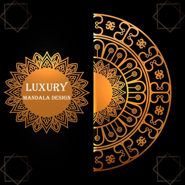 Vector luxe mandala ontwerp zwarte achtergrond