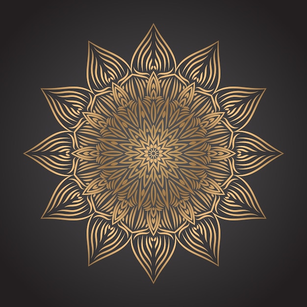 Luxe mandala-ontwerpachtergrond in gouden kleur