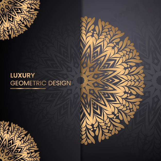 Vector luxe mandala-ontwerpachtergrond in gouden kleur