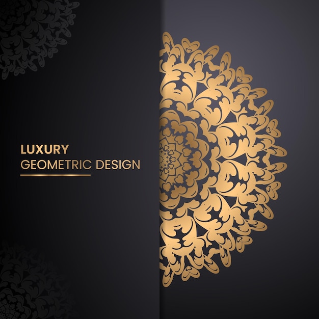 Vector luxe mandala-ontwerpachtergrond in gouden kleur