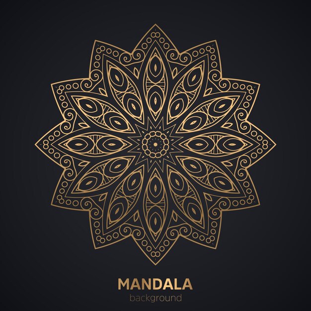 Luxe mandala-ontwerpachtergrond in gouden kleur