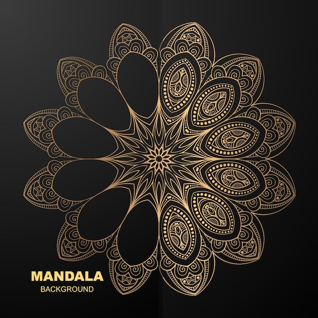 Luxe mandala-ontwerpachtergrond in gouden kleur