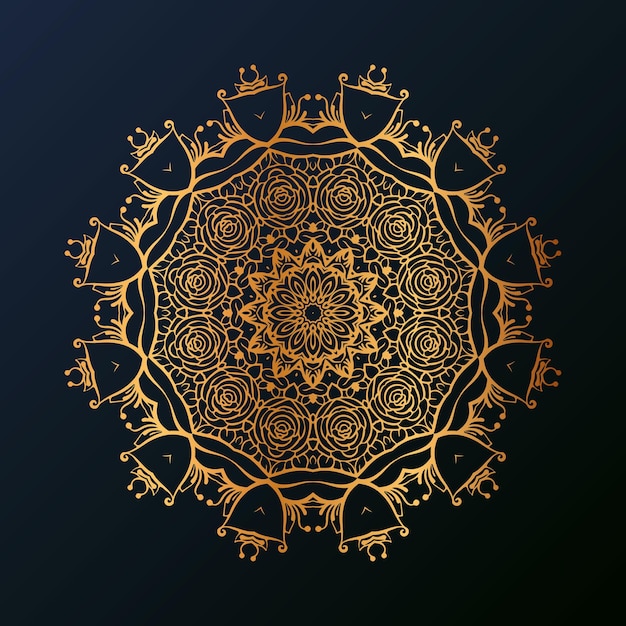 Luxe mandala-ontwerpachtergrond in gouden kleur