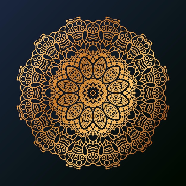 Luxe mandala-ontwerpachtergrond in gouden kleur