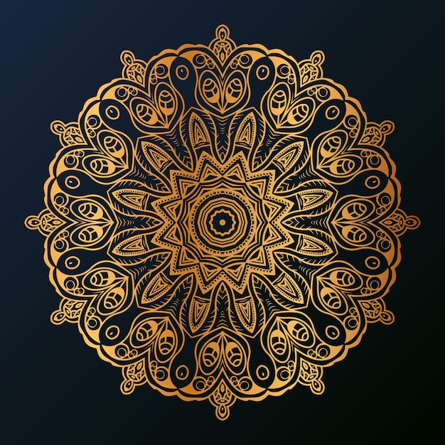 Luxe mandala-ontwerpachtergrond in gouden kleur