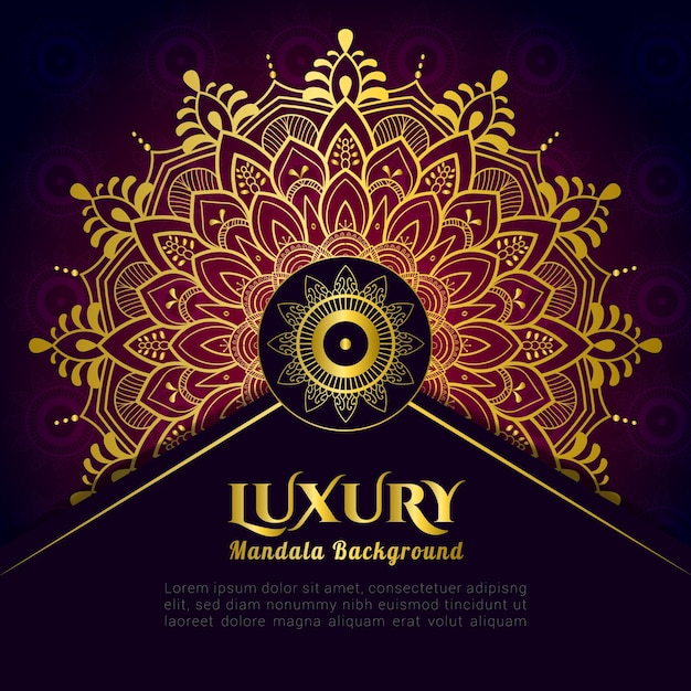 Luxe mandala-ontwerpachtergrond met gouden kleur Premium Vector