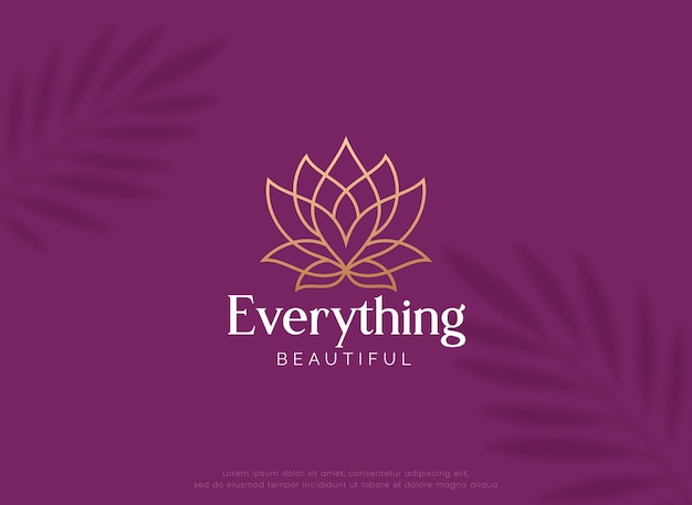 Luxe minimaal lineair lotusbloem beauty spa logo-ontwerp