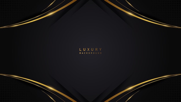 Luxe moderne abstracte achtergrond met gouden lijnen op zwarte achtergrond concept luxe premium vector