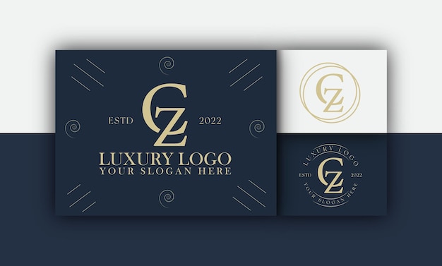 Luxe monogram beginletter CZ logo sjabloon