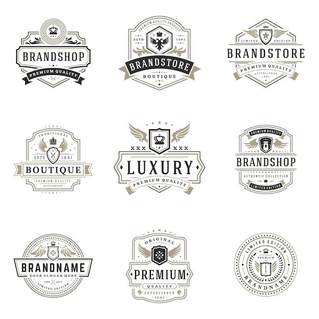 Vector luxe monogram logo's sjablonen vector objecten ingesteld voor logo of badge ontwerp