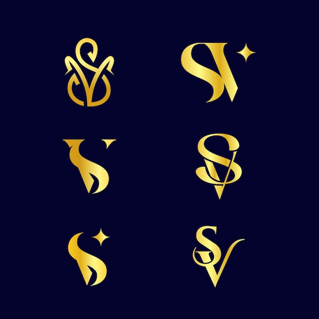 Vector luxe monogram sv of vs logoontwerp voor modemerken