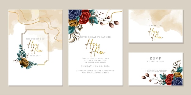 Luxe mooie bloemen bruiloft uitnodiging kaart achtergrond sjabloon
