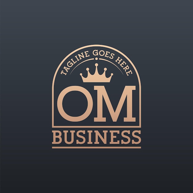 Luxe OM-logo met kroon Elegante letter OM-bedrijfslogo