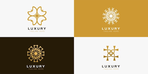 Luxe ornament logo en icon set Abstracte schoonheid bloem logo design collectie