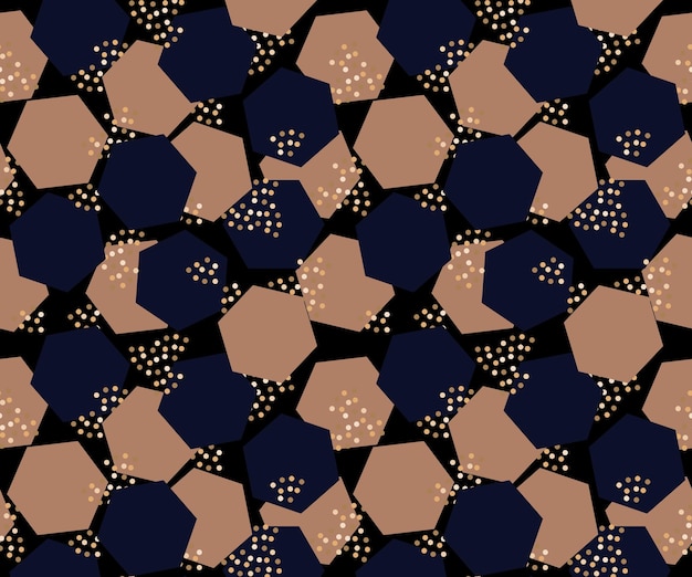 Luxe patroon chique donkerblauw en goud, abstracte decoratie geometrische vormen en gouden ballen.