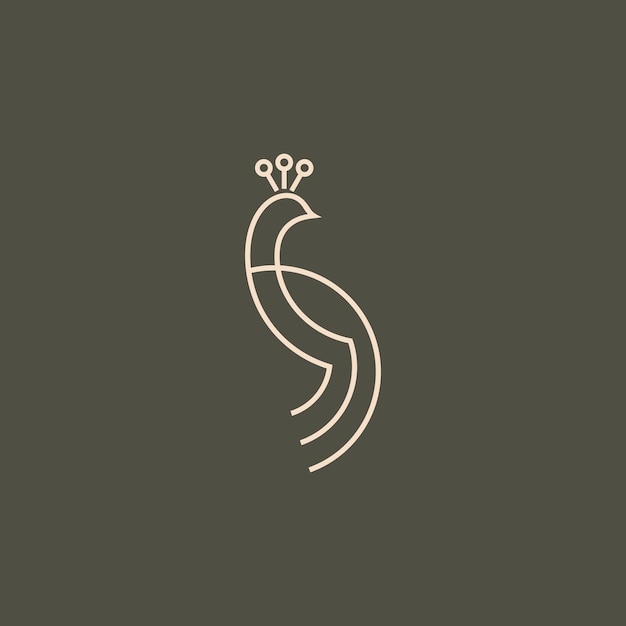 Vector luxe peacock-logo in minimalistische en eenvoudige lijnstijl