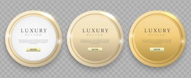 Luxe ronde frame vector set blanco etiketten banners pictogrammen of knoppen voor uw ontwerp