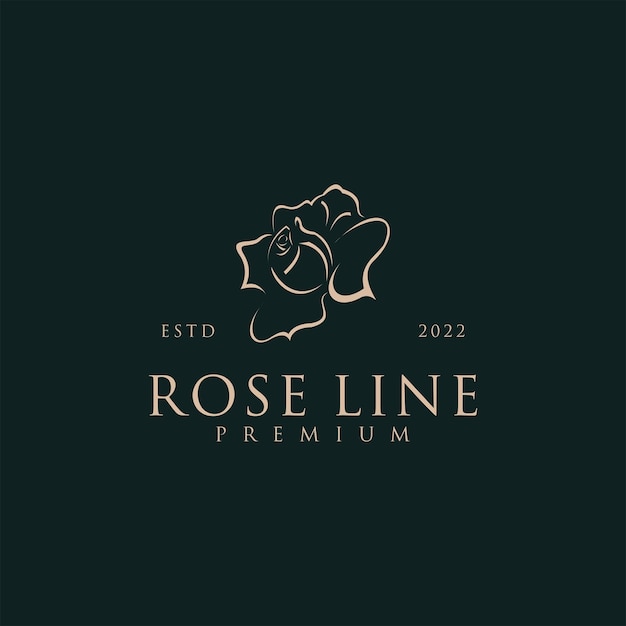 Luxe roos lijntekeningen logo ontwerp