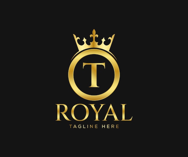 Luxe royal logo ontwerp letter t logo ontwerpsjabloon