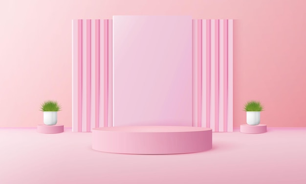 Luxe roze pastel podium scène achtergrond met achtergrond product presentatie mockup show cosmetische