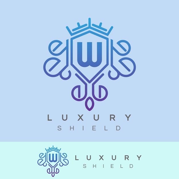 luxe schild eerste Letter W Logo ontwerp