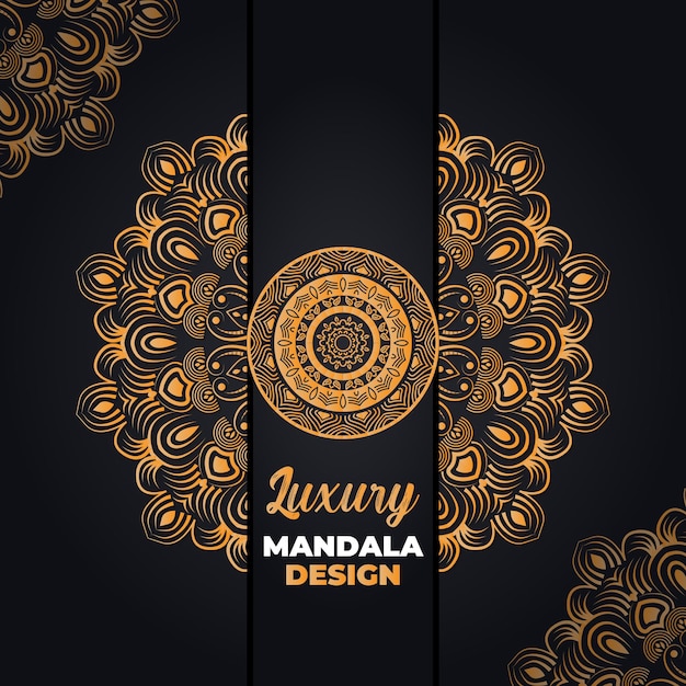 Luxe sier- en bruiloft mandala ontwerp achtergrond in gouden kleur